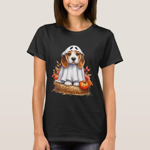 Cute Halloween Beagle Dog As Ghost Dog Owner Dogs  T-Shirt