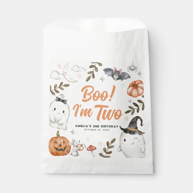 Cute Halloween Birthday Boo! I'm Two paper bags (Front)