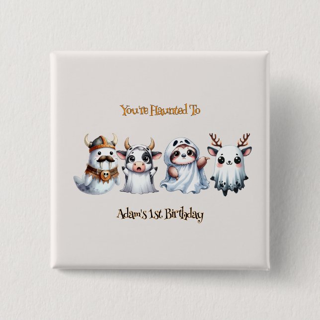 Cute Halloween Birthday Button (Front)