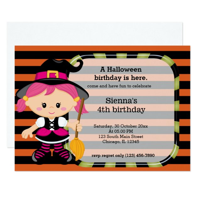 Cute Halloween Birthday Invitation