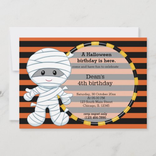 Cute halloween birthday personalized invites