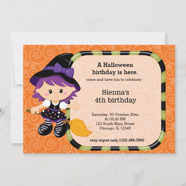 Cute halloween birthday invitation (Front)