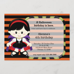 Cute halloween birthday invitation