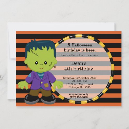Cute halloween birthday invitation