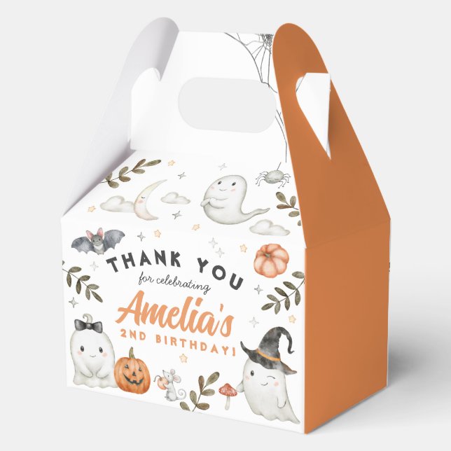 Cute Halloween Birthday Party Favor Boxes (Back)