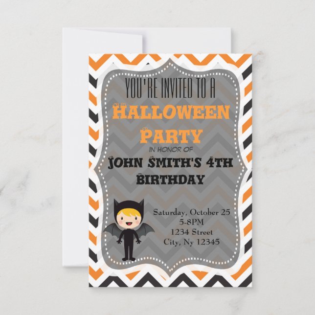 Cute Halloween Birthday Party Invite (Front)