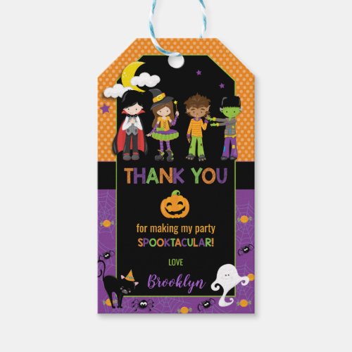 Cute Halloween Birthday Party Thank You Favor Gift Tags