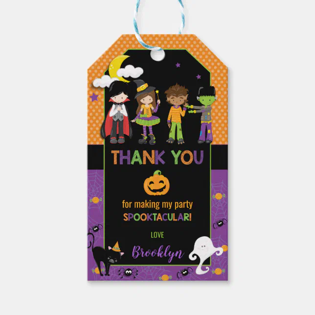 Cute Halloween Birthday Party Thank You Favor Gift Tags | Zazzle