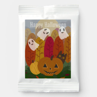 Cute Halloween Black Cat and Ghosts Autumn Pumpkin Hot Chocolate Drink Mix