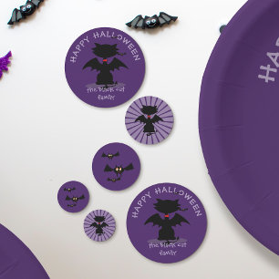 Cute Halloween Black Cat Bat Wings Custom Confetti