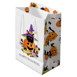 Cute Halloween Black Cat Candy Medium Gift Bag