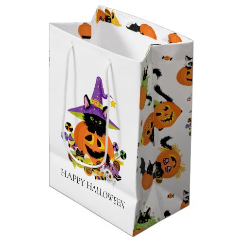 Cute Halloween Black Cat Candy Medium Gift Bag