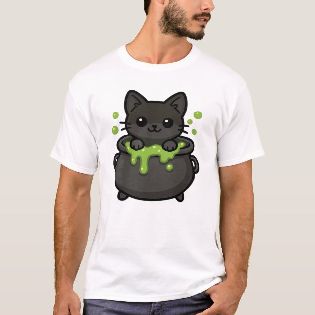 Cute Halloween Black Cat Classic T-Shirt (Front)