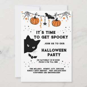 cute halloween black cat party invitation