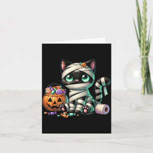 Cute Halloween Black Cat Pumpkin Trick Or Treat Card