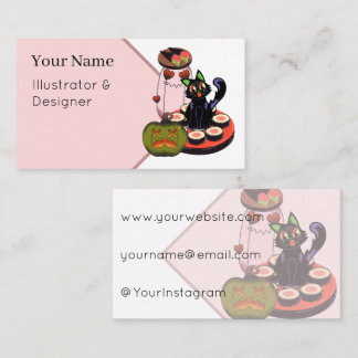 Cute Halloween Black Cat Sitting on Sushi Business Card