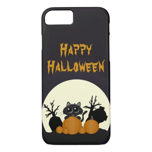 Cute Halloween Black Cat Spooky iPhone 87 Case