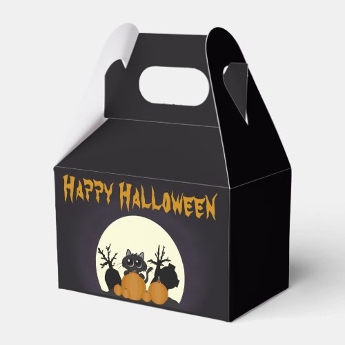 Cute Halloween Black Cat Spooky Favor Boxes