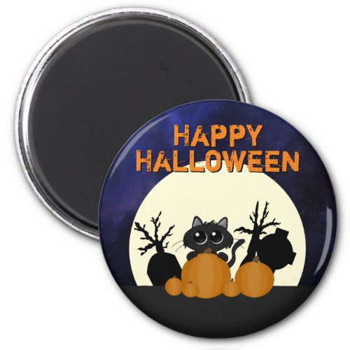 Cute Halloween Black Cat Spooky Magnet