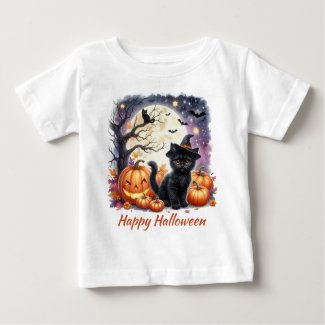 Cute Halloween Black Cat T-Shirt