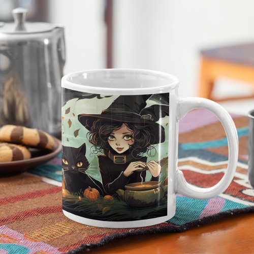 Cute Halloween Black Cat  Witch 10 Mug