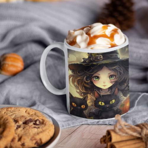 Cute Halloween Black Cat  Witch 1 Mug