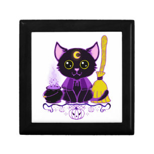 Cute Halloween Black Cat Witch Gift Box