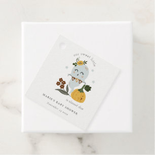 Cute Halloween Blue Ghost Little Boo Baby Shower Favor Tags