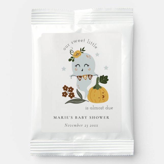Cute Halloween Blue Ghost Little Boo Baby Shower Margarita Drink Mix (Front)