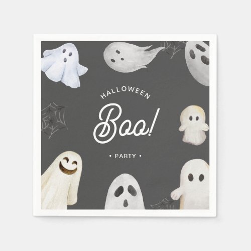 Cute Halloween Boo Ghost Gray Party Paper Napkins