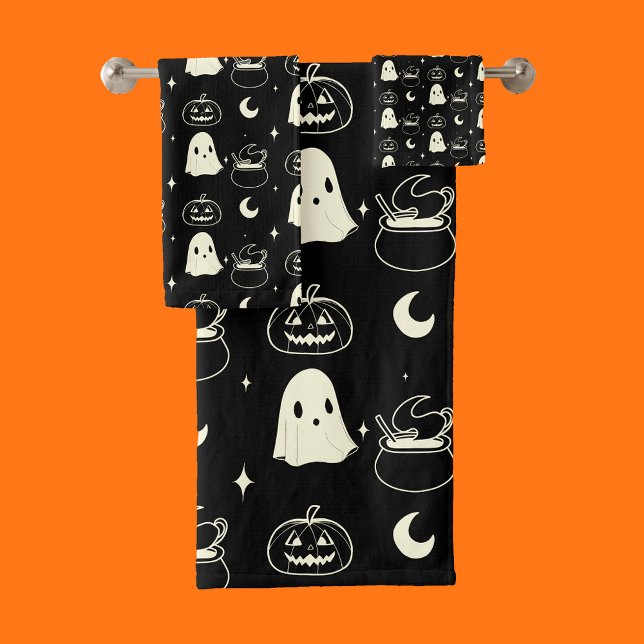 Cute Halloween Boo Ghost Pattern   Bath Towel Set (Creator Uploaded)