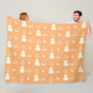 Cute Halloween Boo Ghost Pattern Fleece Blanket