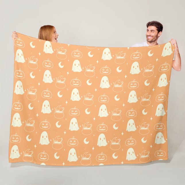 Cute Halloween Boo Ghost Pattern    Fleece Blanket (In Situ)