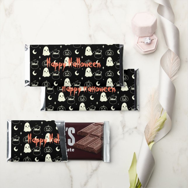 Cute Halloween  Boo Ghost Pattern  Hershey Bar Favors (Front)