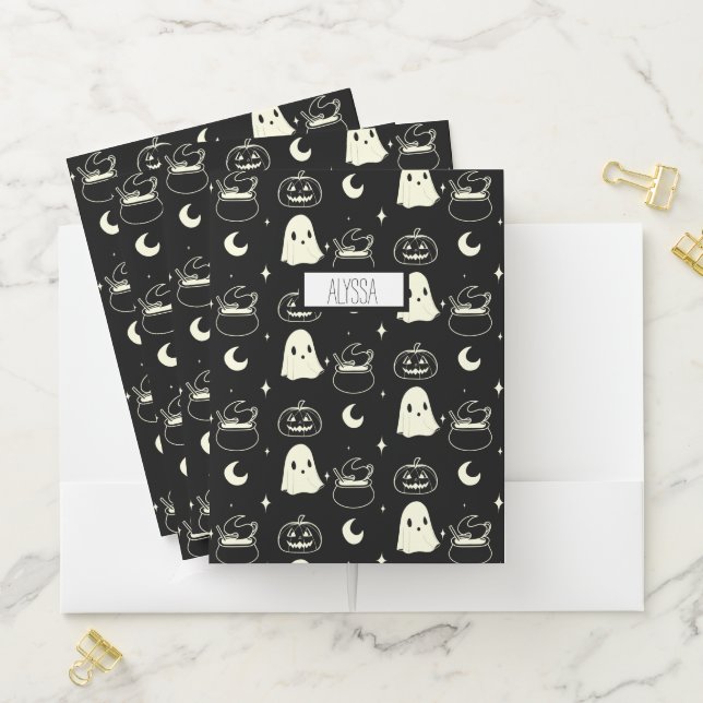 Cute Halloween Boo Ghost Pattern    Pocket Folder (In Situ)