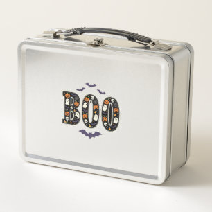 Cute Halloween Boo Ghost Pumpkin Design Metal Lunch Box