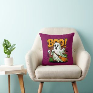 Cute Halloween Boo Ghost  Throw Pillow