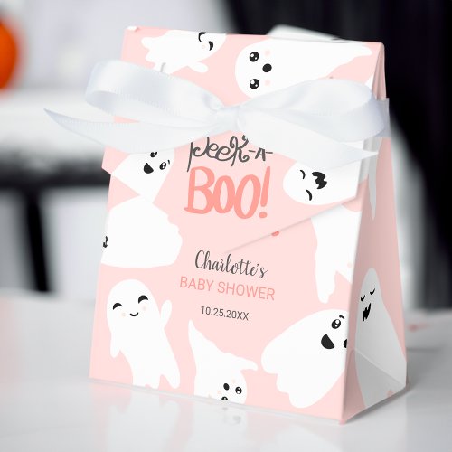 Cute Halloween boo ghosts pink baby shower  Favor Boxes