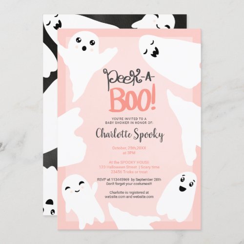 Cute Halloween boo ghosts pink baby shower Invitation