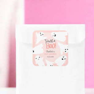 Cute Halloween boo ghosts pink baby shower Square Sticker