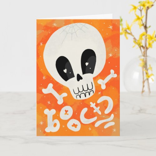 Cute Halloween Boo Skull Bones design Card
