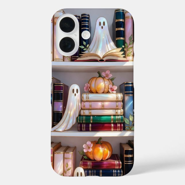 Cute Halloween Bookshelf Phone Case Ghost Pumpkin  (Back)