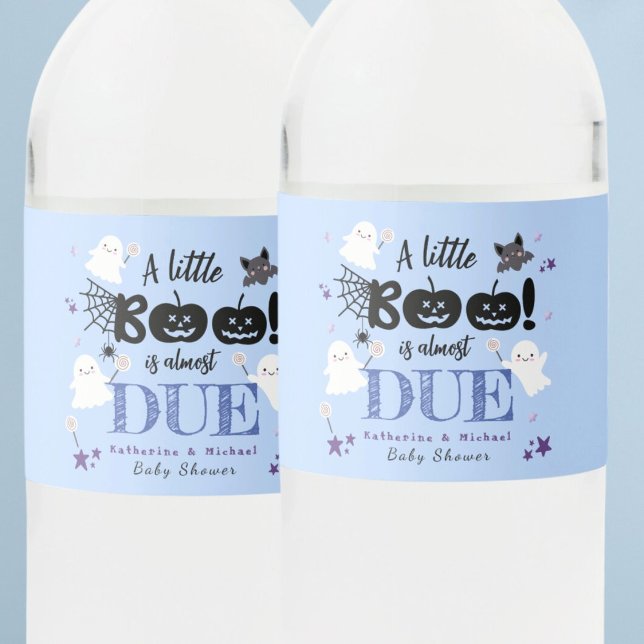 Cute Halloween Boy Baby Shower Water Bottle Label (Creator Uploaded)