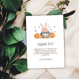Cute Halloween Brewing Bunny Baby Shower Shower Thank You Card