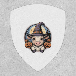 Cute Halloween Calf Witch Hat Vintage Engraving De Patch