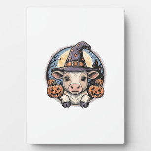 Cute Halloween Calf Witch Hat Vintage Engraving De Plaque