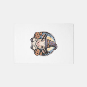 Cute Halloween Calf Witch Hat Vintage Engraving De Rug