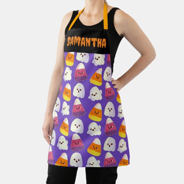 Cute Halloween Candy And Ghost Pattern Apron (Insitu)