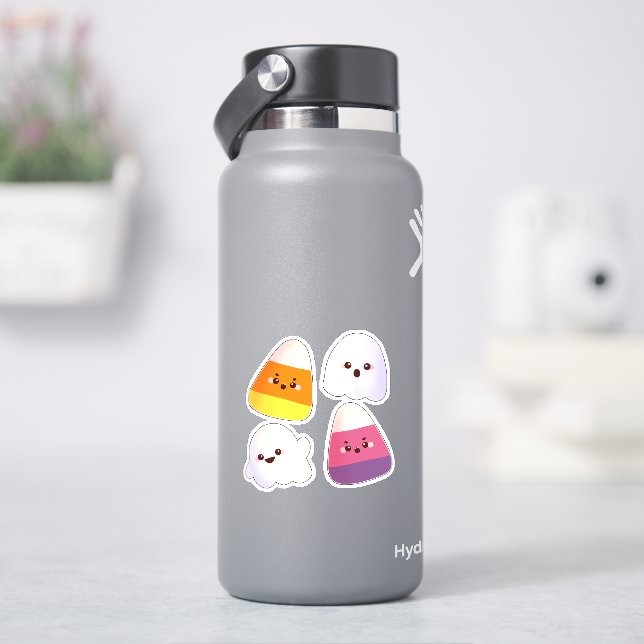 Cute Halloween Candy And Ghost Pattern Sticker (HydroFlask)