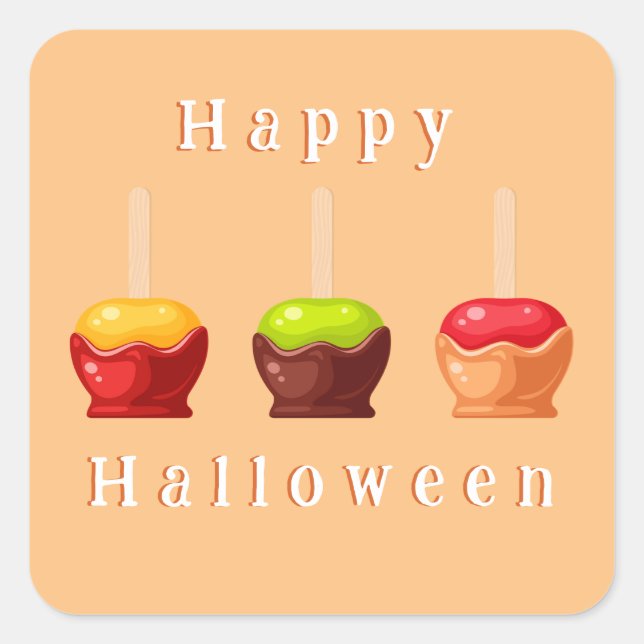 Cute Halloween Candy Apples Kids Party  Square Sticker (Front)